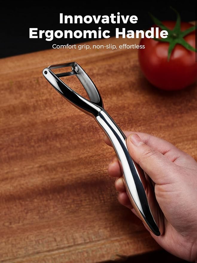 Vegetable Peeler Set, Ultra Sharp Stainless Steel Y Peeler & I Peeler for Potatoes, Fruits and Vegetables, Serrated Blade Kitchen Peeler with Ergonomic Handle
