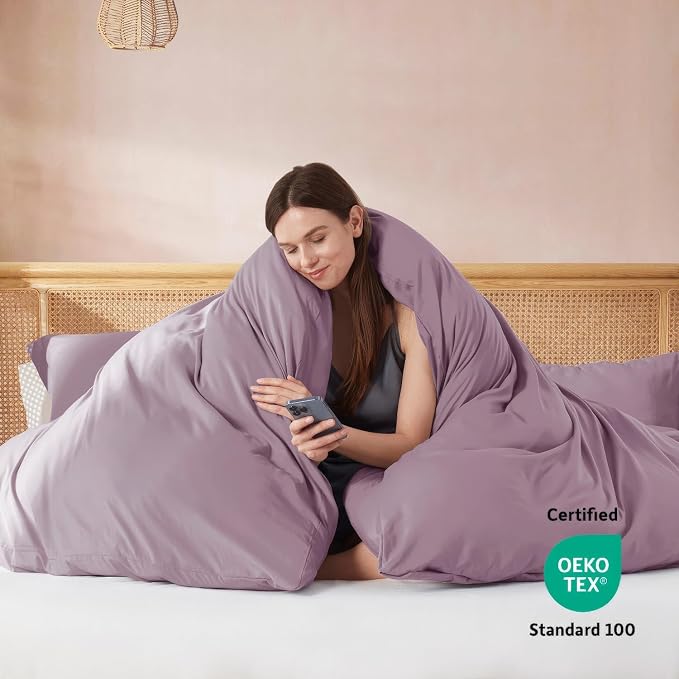 Nestl Dusty Purple Duvet Cover Queen Size - Soft Double Brushed Queen Duvet Cover Set, 3 Piece, with Button Closure, 1 Duvet Cover 90x90 inches and 2 Pillow Shams