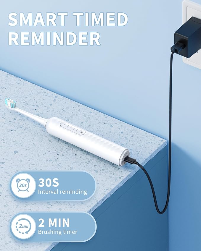 Electric Toothbrush with Water Flosser - 2 in 1 Teeth Cleaning Kit, Electric Toothbrush and flosser Combo with 3 Cleaning Modes, Portable Water flosser Design for Home & Travel (White)