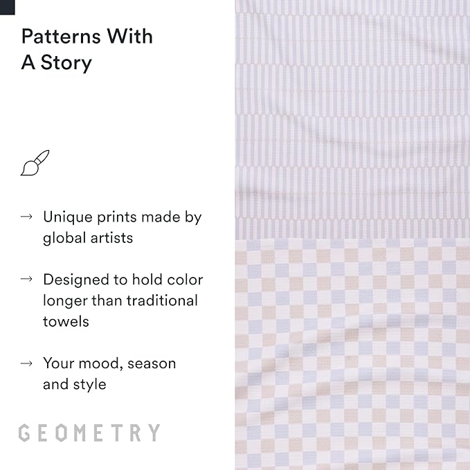 GEOMETRY Kitchen Tea Towels - Quick Dry Microfiber Dish Towels for Kitchen - Ensemble Neutre 18" x 30" - 2 Pack