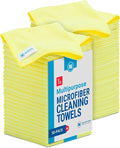 12" x 12" Microfiber Cleaning Cloths (50 Pack) - Reusable Towels, Wash Rags, Dust Cloth, All-Purpose: Kitchen, Dish, Cars, Shop, Glass (Yellow)