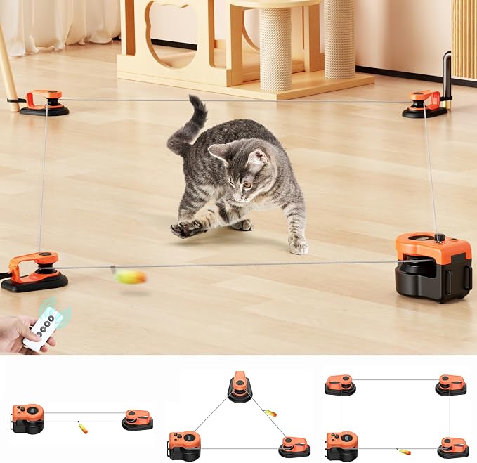 AsFrost Interactive Cat Toy for Indoor Cats Chase/Run/Hunt/Exercise-Orange | Self Play/Remote Control Funny Cat Toy, Gifts for Cat Lovers, Kitty's Weight Loss and Health