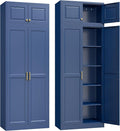 Steeloong 86"Metal Pantry Storage Cabinet with Doors & 4 Adjustable Shelves | Kitchen Pantry Cabinet,Blue Kitchen Cabinet with 4 Gold Handles,Tall Cabinet for Livingroom,Pantry, Bathroom,Kitchen,Garage