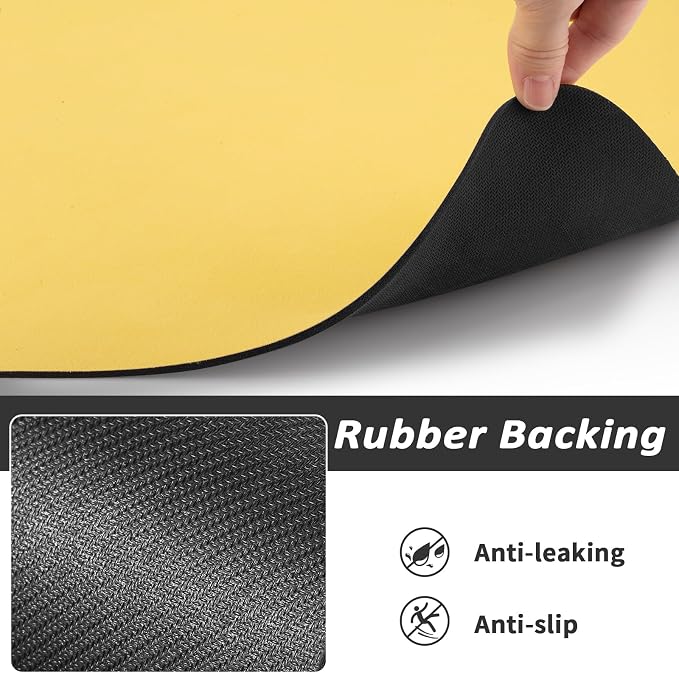 HotLive Dog Food Mat - Absorbent Cat Mat for Food and Water, No Stains Pet Feeding Bowl Mat, Easy to Clean Pet Placemats, Quick Dry Dog Water Dispenser Mat for Messy Drinkers | Paw Yellow 16"x 24"