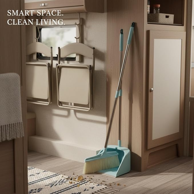 Foldable Broom and Dustpan Set, Compact Cleaning Tool for RV, Camping, Small Spaces
