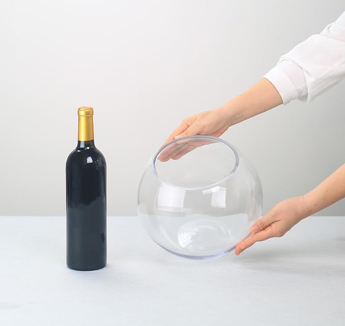 CYS EXCEL Glass Bubble Bowl (H-7.5" W-10, Approx. 1.6 Gal.) Multiple Size Choices Fish Bowl Vase Glass Round Bowl Terrarium Globe Flower Vase Centerpiece