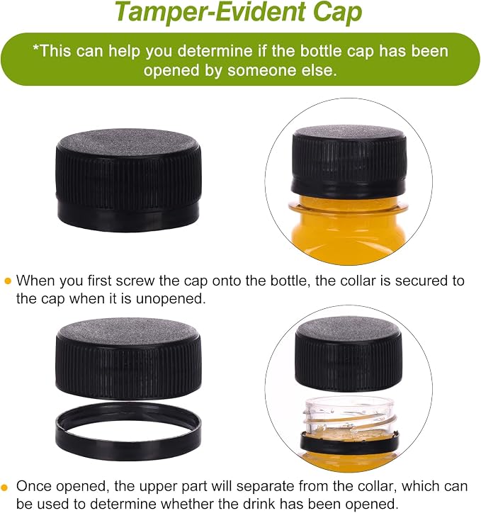 TOMNK 100pcs 2oz Plastic Shot Juice Bottles with Caps, Reusable Clear Bulk Beverage Containers for Ginger Shot, Juice, Milk and Other Beverages