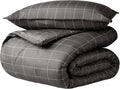 Bare Home Bedding Duvet Cover Extra Long - Premium 1800 Super Soft Collection - Lightweight, Duvet Cover - Soft Textured (Twin/Twin XL, Grid - Grey/White)