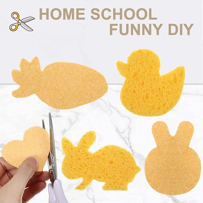 Zhengmy 100 Pieces Sponges Bulk Sponges Kitchen Compressed Sponge Natural Dish Sponge Compressed Wood Pulp Cleaning Without Scratching for Kitchen Bathroom, 3.9 x 2.4 x 0.12 Inch (Yellow)