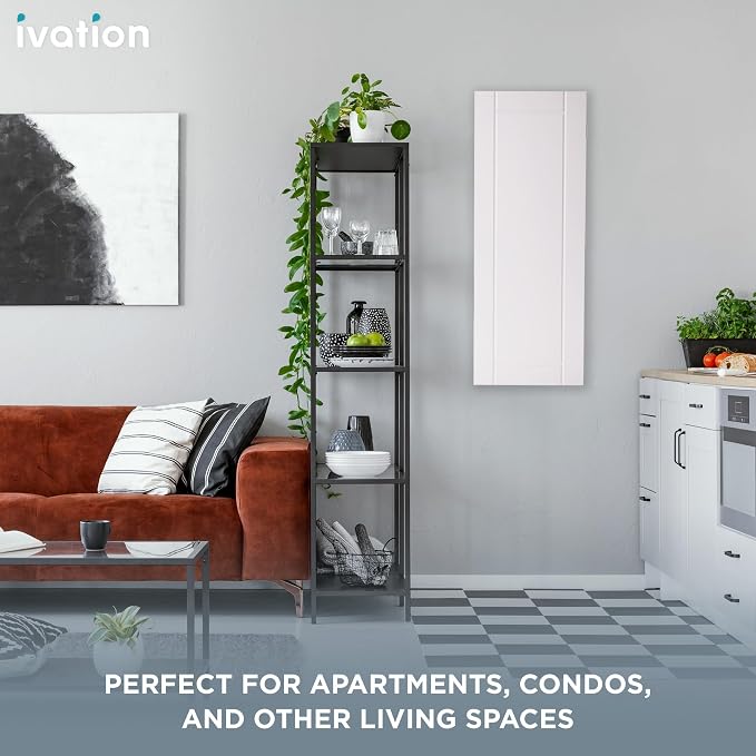 Ivation Wall-Mounted Swivel Ironing Board Cabinet, Foldable Ironing Storage Station for Home, Apartment, Easy-Release Lever, Garment Hooks, White