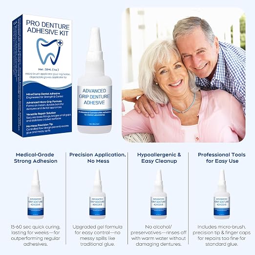 Dental Lab Instant Bonding Glue for Dentures & Lab Tools – Fast-Setting in 15–60 Sec | Denture Crack Repair & Gap Filling | Controlled Gel Formula | 1oz