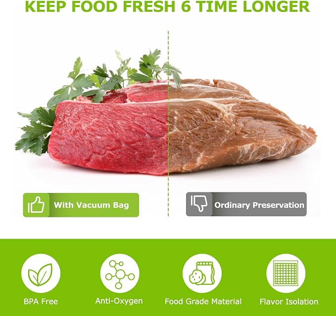 Bonsenkitchen Precut Vacuum Sealer Bags, 500 Pint 6" x 9" Food Sealer Bags | Commercial Grade, Heavy Duty, Customized Size Vacuum Bags for Vac Storage, Meal Prep or Sous Vide Cooking