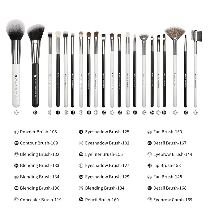 DUcare 31Pcs Pro Makeup Brushes Set with Organizer | Dense Ultra Soft Bristle Makeup Brush Set for Foundation,Powder, Contour, Bronzer,Highlight, Concealer, Eyeshadow