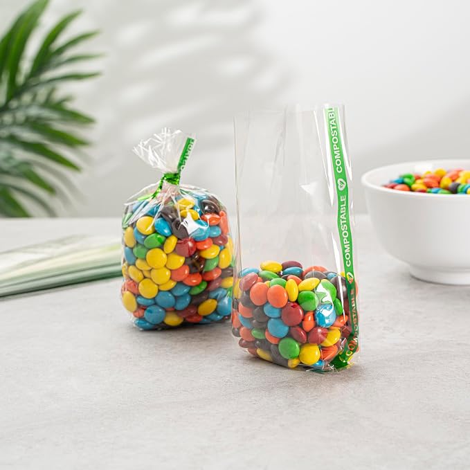 Restaurantware Clear Cellophane Bags 100 Count 2.01 x 1.02 x 5 Inches Heat Sealable Plastic Bags, High Clarity Gusset Bags Food Safe Packaging Clear