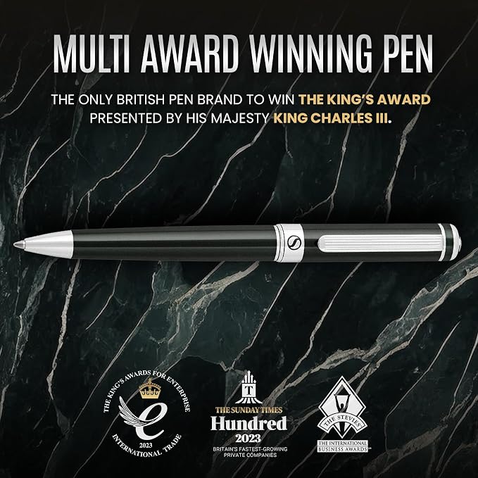 Scriveiner BlackGreen Ballpoint Pen - Black Green Luxury Pen, Chrome Finish, Schmidt Black Refill, Best Ball Pen Gift Set for Men & Women, Professional Executive Office, Nice Designer Pen