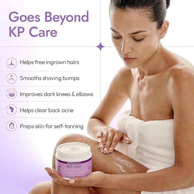DERMAdoctor KP Bump Eraser Body Scrub with 10% AHAs + PHAs for Keratosis Pilaris, Dry, Rough, and Bumpy Skin, Dermatologist Formulated Exfoliating Body Scrub with Glycolic and Lactic acids - 16 Fl oz