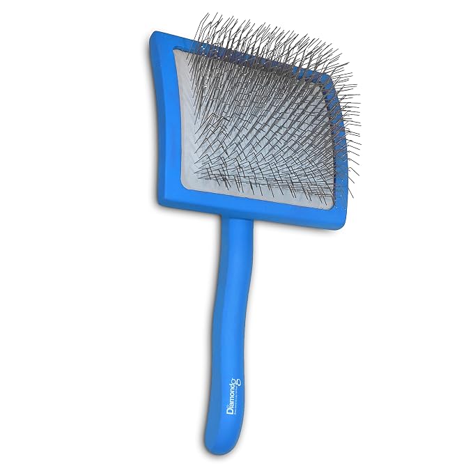 Diamondg Pet Slicker Brush for Dogs & Cats – Professional Grooming Brush for Shedding, Detangling & Coat Maintenance, Gentle Fine Wire Pins, Ergonomic Handle, Blue