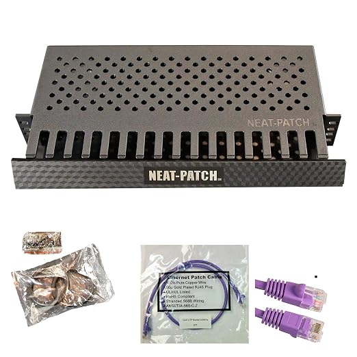 Neat Patch MINI 1U Low Profile Cable Management Kit - 3 Packs w/ 72 CAT6 Patch Cables (1FT Purple)