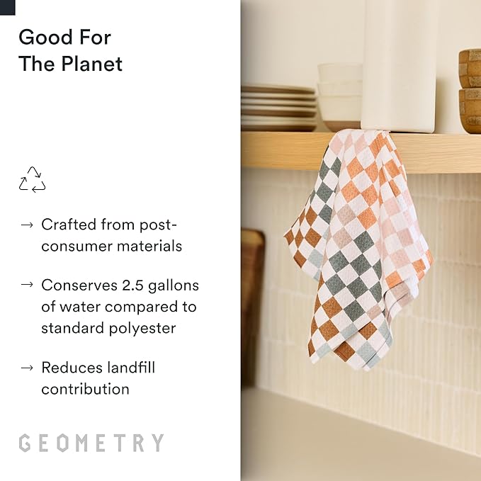 GEOMETRY Kitchen Dish Cloths - Quick Dry Dishcloths for Kitchen - Premium Dish Rags with Geoweave - 3-Pieces Autumn Checkers