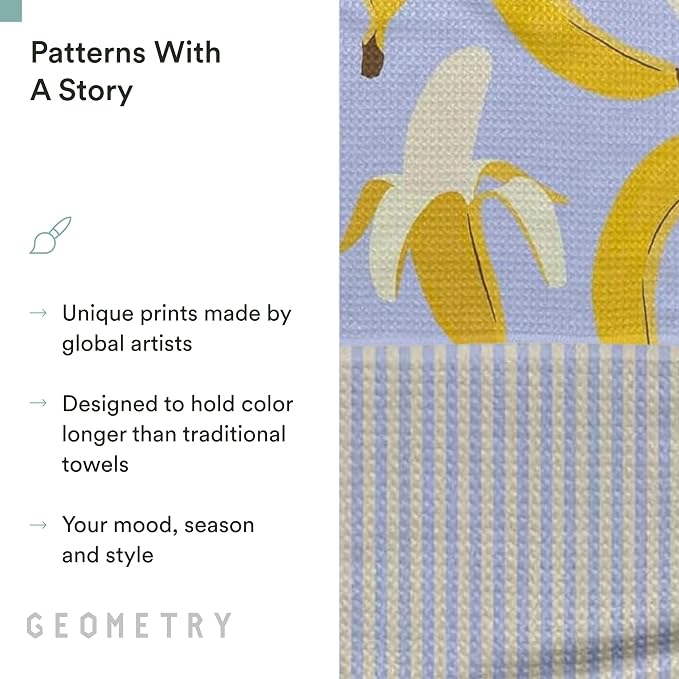 GEOMETRY Spring Kitchen Towels - Quick Dry Microfiber Cloth Spring & Summer Dish Towels for Kitchen Drying - Premium Quick Dry Towel - Banana Bliss, 18" x 30" - 2-Pack
