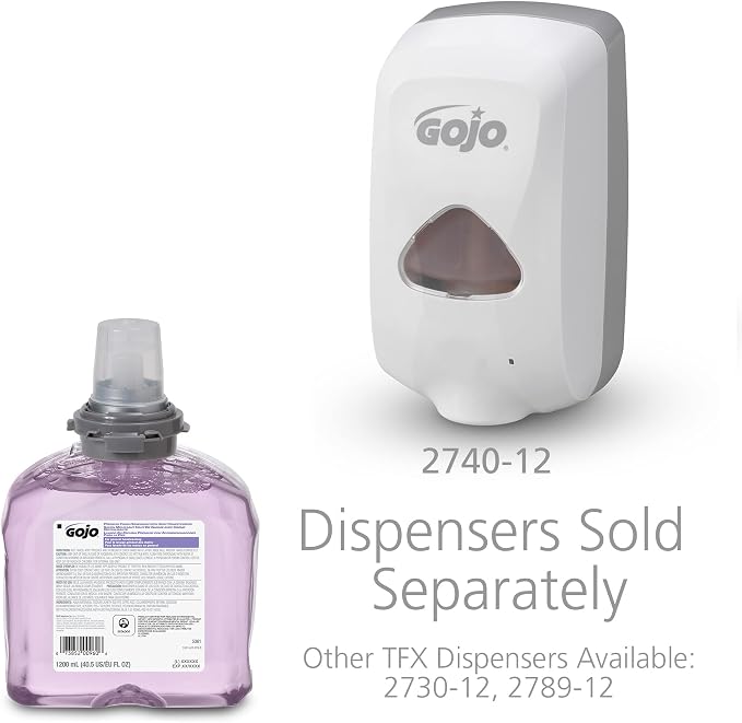 GOJO Premium Foam Handwash with Skin Conditioners, Cranberry Scent, EcoLogo Certified, 1200 mL Foam Hand Soap Refill TFX Touch-Free Dispenser (Pack of 2) – 5361-02