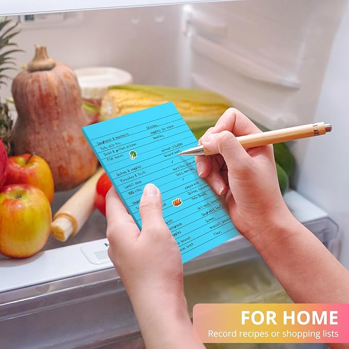 Lined Sticky Notes, 24 Pads, 4x6 Inches, Large Sticky Notes with Lines, Memo Note Pads in Multi Colors, 30 Sheets/Pad, Super Sticking Power for Office ＆ Home & Planning - Bright