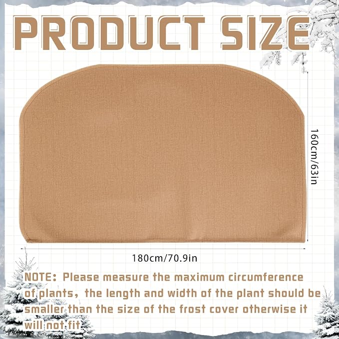 4 Pcs Winter Plant Covers Freeze Protection Reusable Plant Protector Bag with Drawstring Warm Shrubs Cover Frost Protection Planting Jacket Bags for Outdoor Garden, Brown (63 x 70.9 Inch)