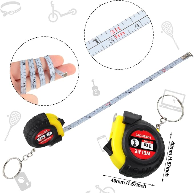 Jutom 132 Pcs Mini Tape Measure Keychain Bulk Mini Screwdriver Keychain Set Adult Tool Party Prize for Father's Men Gifts