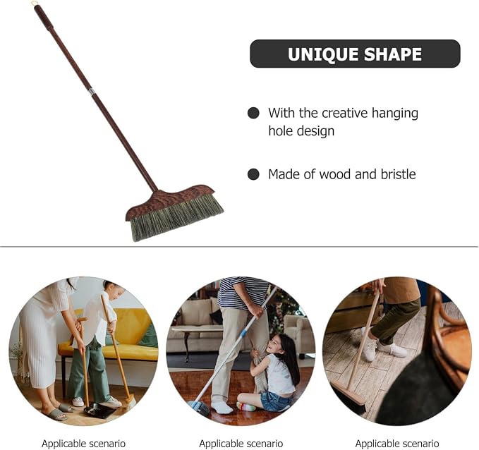 Healifty Handle Soft Bristles Broom for Home Cleaning -Static Floor Wiper for Indoor and Outdoor Use for Pet Hair and Dust Removal and Compact Design