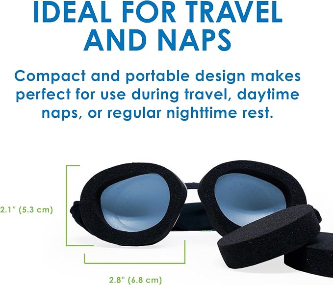 EyeEco Tranquileyes Mini Sleep Eye Mask, Blue - Not One-Size-Fits-All | Soft Eye Mask with Adjustable Straps for Rest and Sleep, Soothes Irritated Eyes & Shields from Light