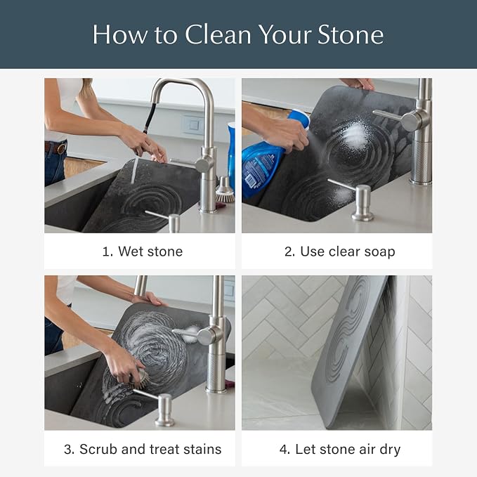 Dorai Home Stone Bath Mat - Premium Diatomaceous Earth Bath Floor Mats with Non-Slip Base, Fast-Drying Modern Shower Mat for Bathroom | Zen Slate - 23.6"x15.4"