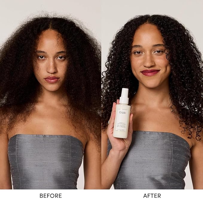 OUAI Leave In Conditioner Full Size & Travel Size - Detangling Spray & Heat Protectant Primer + Tamarind Seed, Vitamin E & Amino Acid Blend - Frizz Control, 450°F Heat Shield, 2 Count