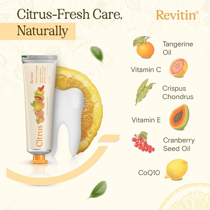 Revitin Travel Size Toothpaste | Fluoride-Free Prebiotic Mint Tooth Gel | No SLS, Gluten Free, Dye Free, GMO Free, No Sweeteners | Non-Toxic, Kid Approved