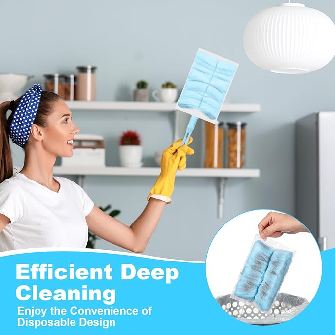 Mimorou 50 Pcs Disposable Dusters Refills Bulk Heavy Duty 180° Multi Surface Replacement Dusters for Cleaning Ceiling Fan with Microfibers Unscented (Blue Color)