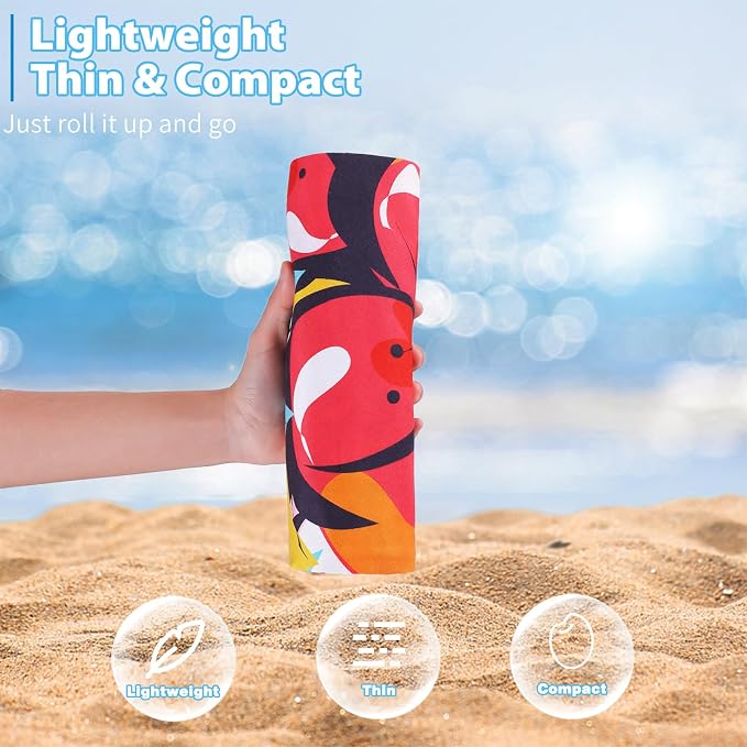 TwoYek Microfiber Beach Towel Extra Large 71x32 inches Floral Print | Thin & Lightweight, Sand Free, Super Absorbent Quick Dry, Oversized Towel for Beach Bath Pool Swim Travel Accessories Gifts