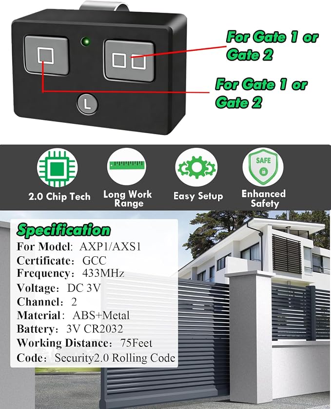 AXP1 AXS1 Gate Opener Remote Transmitter 3 or 5Button Automatic Gate Opener