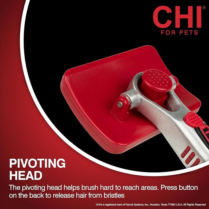 CHI for Dogs Self Cleaning Slicker Brush with Pivoting Head, Small Dog Grooming Brush for Detangling and Removing Loose Hair, Fine Wire Pins for Small Breed Dog Coats, Ergonomic Handle - 3 Pack