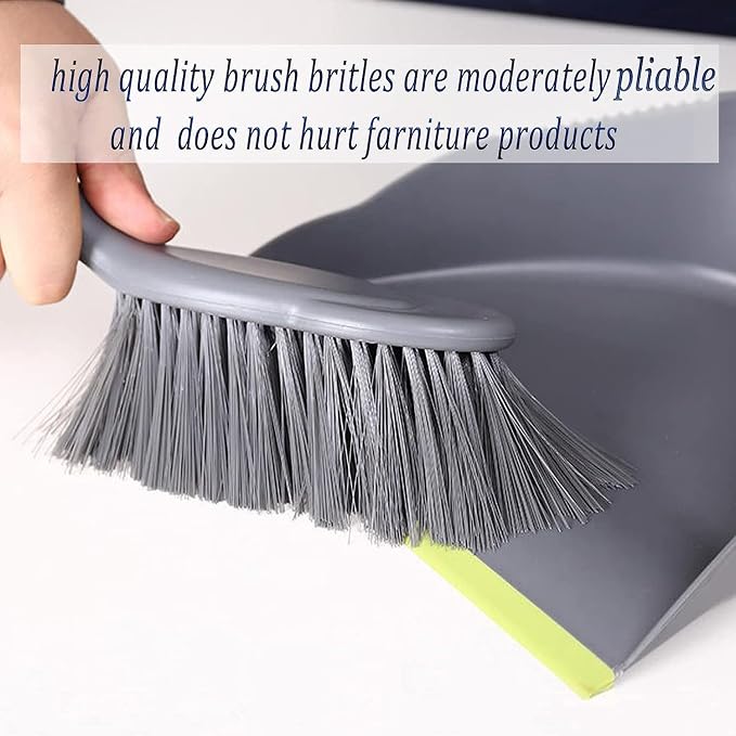 Dust Pan Broom Dustpan Brush - Dust Pans with Brush, Hand Broom and Dustpan Set, Handheld Broom and Dustpan Set, Used to Clean Floors, Tables, Animal Cages, PET Fiber Bristles (3pcs)