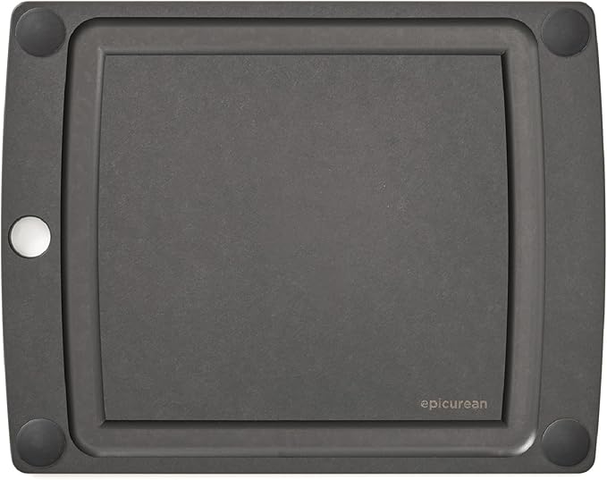 Epicurean All-In-One Cutting Board with Non-Slip Feet and Juice Groove, 10" × 7", Slate/Black