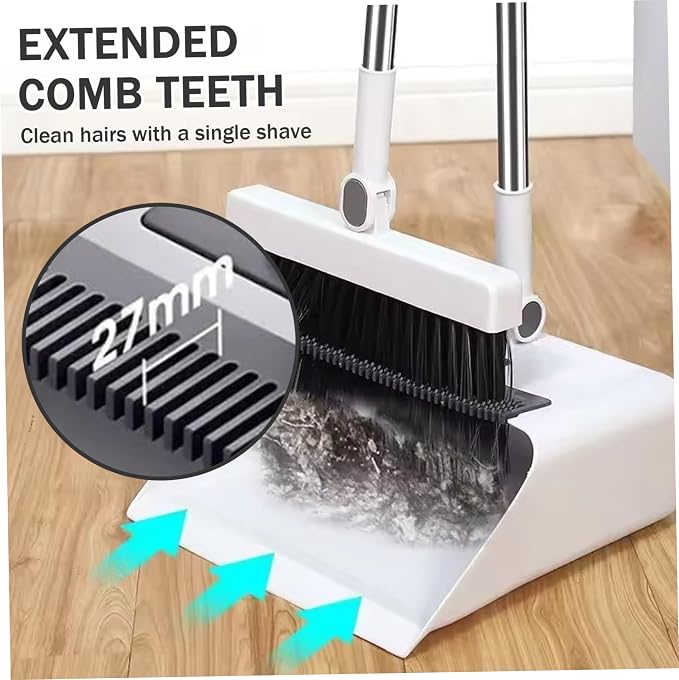 3-in-1 Broom with Dustpan Combo Set Foldable and Rotating Broom and Dustpan Set with Long Handle for Home Office School Dorm with Combo Sets.