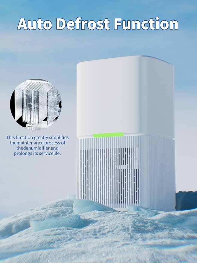 Dehumidifier, 60 OZ Water Tank, Dehumidifiers for Home, 500 sq. ft. Dehumidifier for Basement Bathroom Bedroom with Auto Shut Off, 7 Colors LED Light, Quiet Dehumidifiers with Sleep Mode (White)