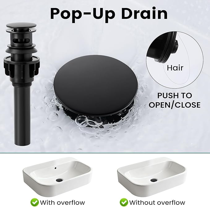 Matte Black Pull Down Bathroom Faucet 3 Hole with Pop Up Drain, Bathroom Sink Faucet with Pull Down Sprayer 2 Modes, 8 inch Widespread Gold Faucet for Bathroom Sink, 2 Handle Vanity Faucet
