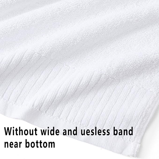 YTYC 27.5x55 Bath Towels Set,100% Cotton,650GSM,White,6-Pieces | Ultra Soft,Highly Absorbent, 2 Bathroom Towels,2 Hand Towels, 2 Washcloths, Towels for Bathroom, Gym, Spa,Pool