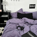 mixinni Solid Purple Duvet Cover Set Queen Size - 100% Washed Cotton 3-Piece Minimalist Bedding Set, Ultra Soft Breathable Solid Color Purple Comforter Cover with Zipper & Corner Ties, King Size