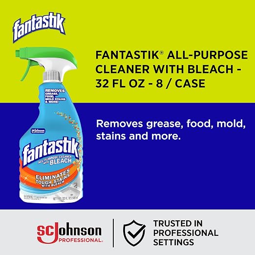 Fantastik 696716 All-Purpose Cleaner with Bleach, Fresh Clean, 32oz Trigger Bottle (Case of 8),(packaging may vary)