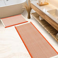 IM HOME Waffle Bath Mat Set 2 Piece Orange & Cream,Woven Modern Bath Rug Mats, Absorbent Non Slip Bath Floor Mat, Soft Washable Boho Bath Rugs with Tassels for Bathroom, Bedroom, Kitchen,Tub
