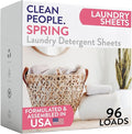 The Clean People Laundry Detergent Sheets - Laundry Soap - Ultra Concentrated, Recyclable Packaging, Stain Fighting - Spring Scent, 96 Pack