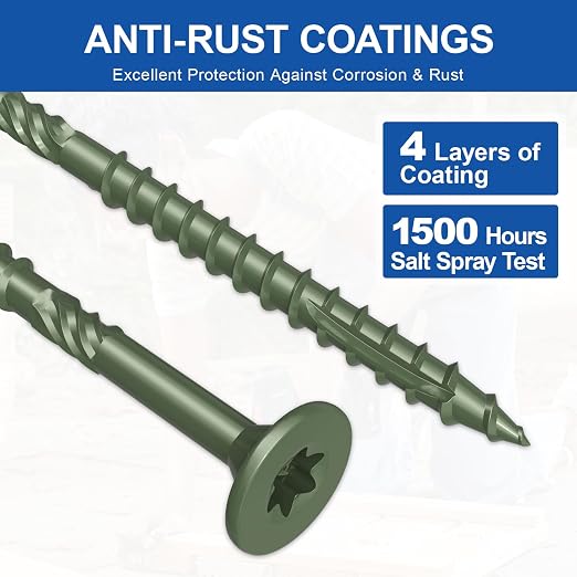 #10 x 3” Deck Screws, 316Pcs Star Drive Wood Screws | Rust Resistant Timber Screws for Timber/Log/Landscaping Wood, T25 Star Bit Included, Green