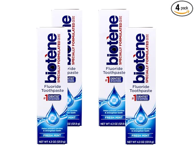 Biotene Dry Mouth Toothpaste, Fresh Mint Original, 4.5-Ounce Box (Pack of 4)