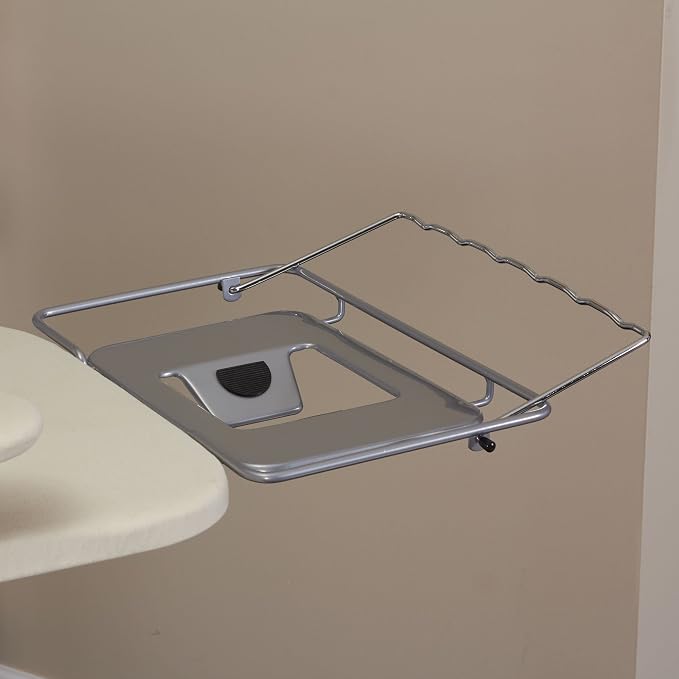 Household Essentials Wide Mega Ironing Board 4-Leg, Steel Top Pressing Station, Heat-Resistant Fiber Pad and Cotton Cover, Includes Sleeve Board and Iron Rest with Hanger Bar, Silver Frame